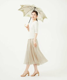 Sybilla 【晴雨兼用・UVカット】フラワーモチーフ刺繍日傘 シビラ ファッション雑貨 傘・長傘 ベージュ ブラック【送料無料】
