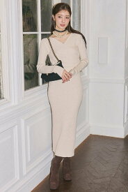 rienda カシュクールウォッシャブルニットワンピース リエンダ ワンピース・ドレス ワンピース レッド ブラック【送料無料】