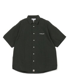 A BATHING APE ONE POINT CHECK S/S SHIRT ア ベイシング エイプ トップス シャツ・ブラウス グリーン ベージュ【送料無料】