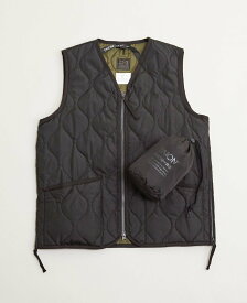 MEN'S MELROSE 【TAION/タイオン】ミリタリー Vネックジップ ダウンベスト メンズメルローズ トップス ベスト・ジレ ブラック【送料無料】