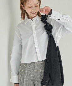 【SALE／31%OFF】ROPE' PICNIC スタイルアップが叶うクロップドシャツ ロペピクニック トップス シャツ・ブラウス ホワイト ネイビー