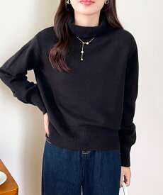 【SALE／50%OFF】emi+ ハイネックリブニット エミプラス トップス ニット ブラック ブラウン グリーン オレンジ パープル ホワイト