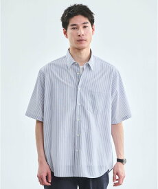 【SALE／50%OFF】UNITED ARROWS green label relaxing ウォッシャブルトロ ジャストルーズ ストライプ 半袖 シャツ -ストレッチ- ユナイテッドアローズ グリーンレーベルリラクシング トップス シャツ・ブラウス ホワイト【送料無料】