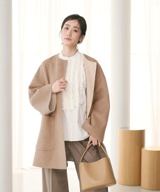 UNITED ARROWS バイカラー リバー ミドルコート ユナイテッドアローズ ジャケット・アウター その他のジャケット・アウター ピンク ネイビー ホワイト【送料無料】