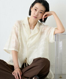 CIAOPANIC TYPY 【UNISEX】レース刺繍シャツ/WEB限定カラーあり チャオパニックティピー トップス シャツ・ブラウス ブラウン ブラック ホワイト【送料無料】