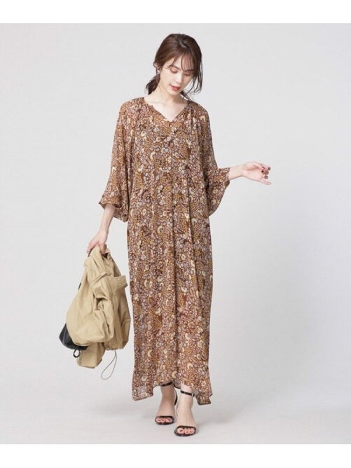 Nano Universe エスニックフラワープリントカフタンワンピース Rakuten Fashion 楽天ファッション 旧楽天ブランドアベニュー Bg9043