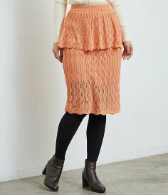 【SALE／70%OFF】ROPE' PICNIC 透かし編みペプラムスカート ロペピクニック スカート その他のスカート ネイビー オレンジ