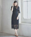 【SALE／50%OFF】DRESS+ タイトシルエットのミモレ丈ワンピースドレス パーティードレス 結婚式 ドレスプラス ワンピース・ドレス ドレス ピンク グリーン パープル ブラック グレー【送料無料】