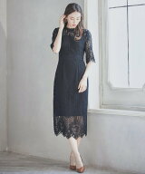 【SALE／40%OFF】DRESS+ タイトシルエットのミモレ丈ワンピースドレス パーティードレス 結婚式 ドレスプ…