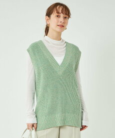 【SALE／80%OFF】UNITED ARROWS green label relaxing MIXカラー アゼ ベスト -ウォッシャブル- ユナイテッドアローズ アウトレット トップス ニット グリーン ホワイト ネイビー