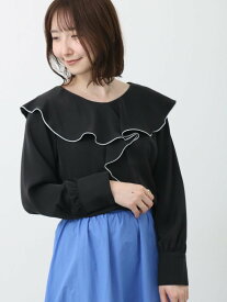 【SALE／46%OFF】Te chichi TERRASSE 【イージーケア】フリル配色メローブラウス テチチ トップス シャツ・ブラウス ホワイト ブルー ブラック