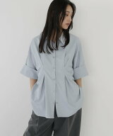 【SALE／5%OFF】hellam ウエストタックハーフスリーブシャツ へラム トップス シャツ・ブラウス ブルー …