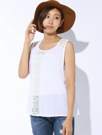 【SALE／48%OFF】SPIGA 幾何学レースノースリTOPS スピーガ トップス カットソー・Tシャツ ホワイト ブラック