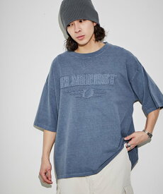 WEGO MEN'S ピグメントダメージアップリケT(S) ウィゴー トップス カットソー・Tシャツ ブルー レッド ベージュ ブラック