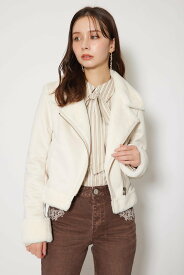 【SALE／40%OFF】rienda 25AWフェイクスエードムートンライダースジャケット リエンダ ジャケット・アウター その他のジャケット・アウター ブラック グレー【送料無料】