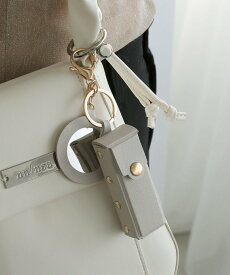 colleca la ミラー付きリップケースキーホルダー コレカラ 財布・ポーチ・ケース その他の財布・ポーチ・ケース グレー ブラック