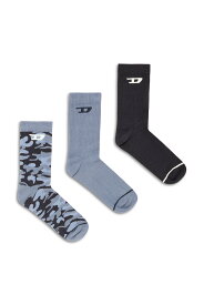 DIESEL メンズ ソックス 3足パック SKM-D-TENNIS-CREW-17.5 ディーゼル 靴下・レッグウェア 靴下 ブルー【送料無料】