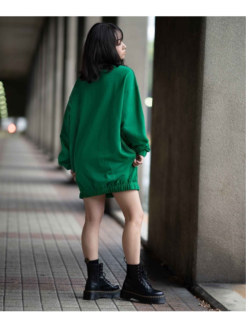 X-girl｜BASIC OVAL LOGO HALF ZIP SWEAT DRESS ワンピース X-girl 