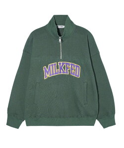 �ySALE�^30%OFF�zMILKFED. COLLEGE LOGO HALF ZIP TOP �~���N�t�F�h �g�b�v�X �X�E�F�b�g�E�g���[�i�[ �l�C�r�[ �z���C�g �O���[�� �u���[�y���������z