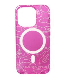 A BATHING APE (M)NEON CAMO IPHONE 15 PRO CLEAR CASE ア ベイシング エイプ スマホグッズ・オーディオ機器 スマホ・タブレット・PCケース/カバー ピンク【送料無料】