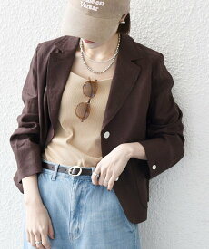 【SALE／30%OFF】SHIPS any SHIPS any:＜洗濯機可能＞ヨーロピアンフラックス リネン コンパクト テーラード ジャケット シップス ジャケット・アウター テーラードジャケット・ブレザー ブラウン ネイビー【送料無料】