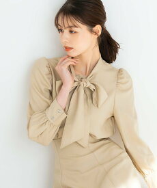 【SALE／10%OFF】MISCH MASCH 【防しわ加工】【2024春夏新作】ポリデニムボウタイブラウス/MM418117 ミッシュマッシュ トップス シャツ・ブラウス ベージュ ブルー ネイビー【送料無料】