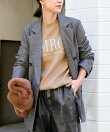 【AMERICANA*MICA&DEAL】ロゴ刺繍スムースニットプルオーバー