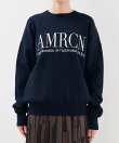 【AMERICANA*MICA&DEAL】ロゴ刺繍スムースニットプルオーバー