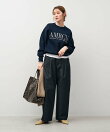 【AMERICANA*MICA&DEAL】ロゴ刺繍スムースニットプルオーバー