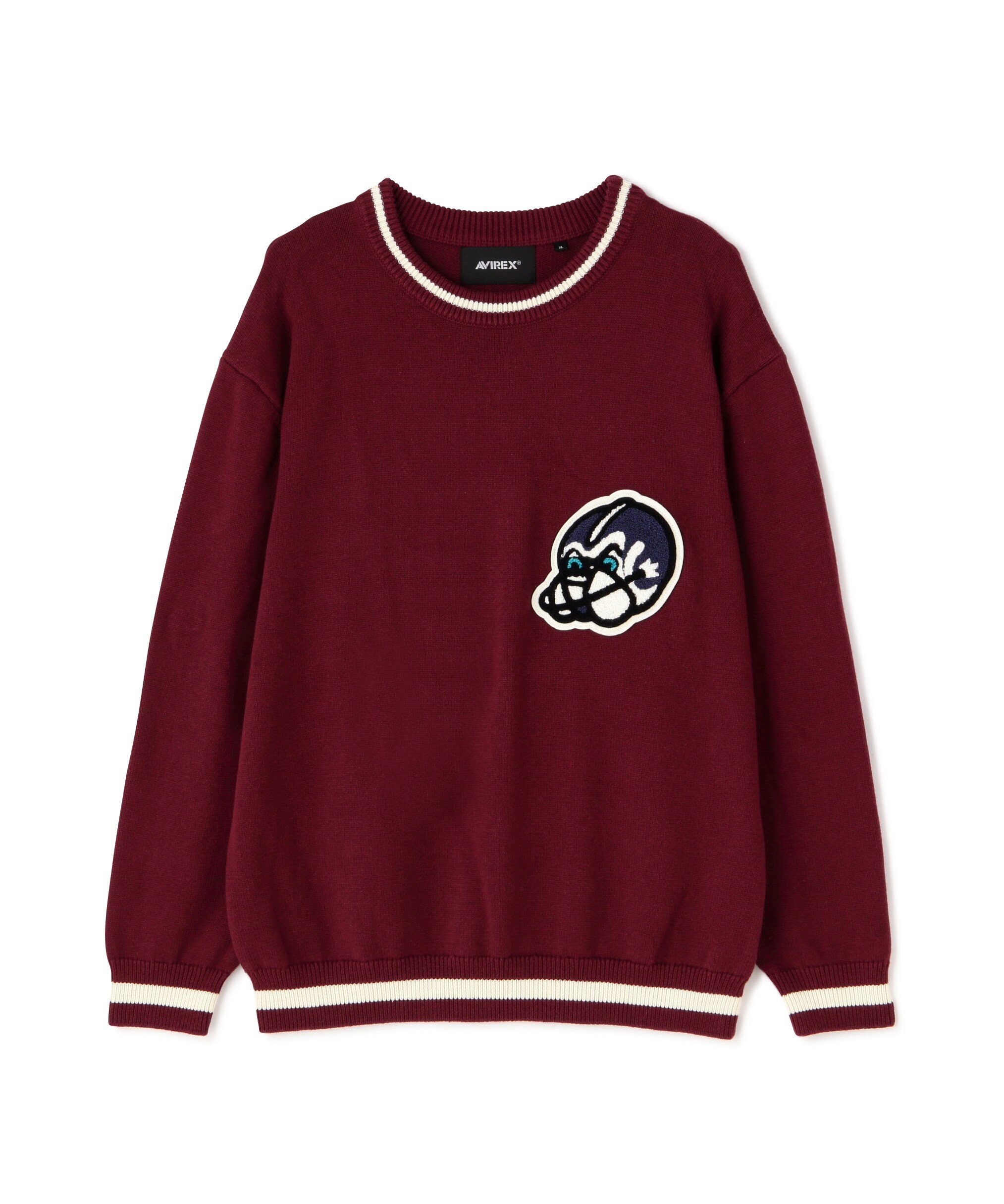 AVIREX｜LETTERED CHENILLE PATCH CREW NECK SWEATER / レタード