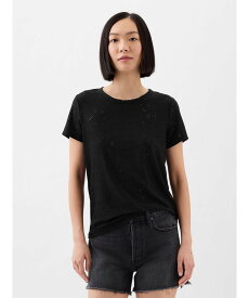 【SALE／56%OFF】GAP (W)フローラル アイレットTシャツ ギャップ トップス カットソー・Tシャツ ブラック ホワイト