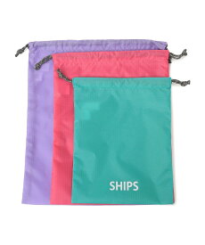 SHIPS KIDS SHIPS KIDS:NEW 巾着 3点セット シップス バッグ リュック・バックパック パープル グリーン ネイビー