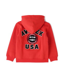AVIREX �sKIDS / �L�b�Y�tVARSITY LOGO SWEAT PARKA / ���@�[�V�e�B ���S �X�E�F�b�g �p�[�J�[ / AVIREX �A���B���b�N�X �g�b�v�X �p�[�J�[�E�t�[�f�B�[ �u���b�N �I�����W�y���������z