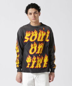 ROYAL FLASH SAINT MICHAEL/セントマイケル/LS TEE/SOUL ON FIRE/BLACK ロイヤルフラッシュ トップス カットソー・Tシャツ ブラック【送料無料】