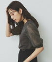 【SALE／40%OFF】index チュールレーススリーブニット【洗濯機洗い可】 インデックス トップス ニット グレー ネイビー ブルー ピンク