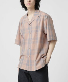 【SALE／70%OFF】NANO universe LB.03/オープンカラーコットンポプリンチェックシャツ ナノユニバース トップス シャツ・ブラウス ネイビー ベージュ