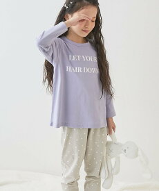 devirock 綿100% デビラボ ROOM ガールズ長袖パジャマ 子供服 キッズ 女の子 部屋着 26AW デビロック インナー・ルームウェア パジャマ グレー ブルー