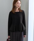 異素材ドッキング アシンメトリーペプラムカットトップス