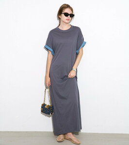 LE CIEL BLEU �}�L�VT�V���c�h���X / Maxi T-Shirt Dress ���V�F���u���[ �����s�[�X�E�h���X �����s�[�X �O���[ �u���b�N�y���������z