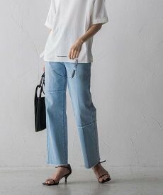 【SALE／60%OFF】MAYSON GREY 【socolla】パッチワークフリンジデニムパンツ≪洗濯機で洗える≫ メイソングレイ パンツ ジーンズ・デニムパンツ ブルー ホワイト【送料無料】