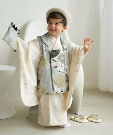 【SALE／20%OFF】ひよこ商店 ひよこ商店 七五三 着物 3歳 男の子 被布セット ミント七宝*クリーム金彩 ウタタネ 着物・浴衣・和装小物 着物 グリーン【送料無料】