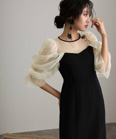 PourVous フォーマル結婚式 パーティードレスお呼ばれ オケージョンドレス二次会 ワンピース プールヴー ワンピース・ドレス ドレス ブラック ホワイト ネイビー ブラウン【送料無料】