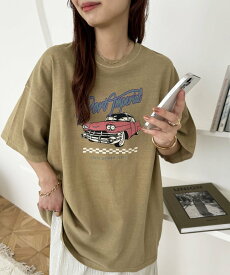 Discoat 【ユニセックス】ピグメントカープリントT ディスコート トップス カットソー・Tシャツ グレー ホワイト ベージュ ブルー【送料無料】