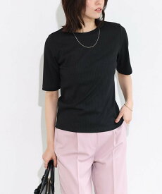 Pierrot 【キシリトール加工】五分袖リブカットソー ピエロ トップス シャツ・ブラウス ベージュ ホワイト イエロー ブラック