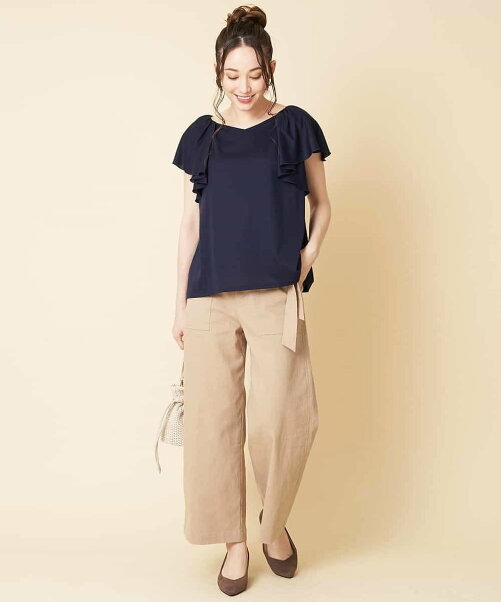 Ofuon 洗濯機で洗える 麻混ストレッチワイドパンツ Rakuten Fashion 楽天ファッション 旧楽天ブランドアベニュー Cv9057