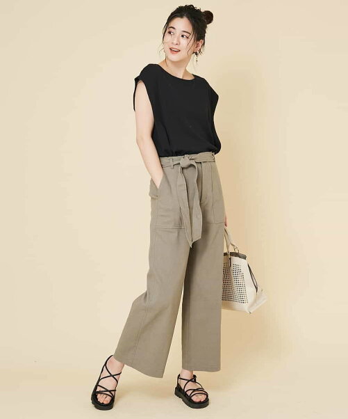 Ofuon 洗濯機で洗える 麻混ストレッチワイドパンツ Rakuten Fashion 楽天ファッション 旧楽天ブランドアベニュー Cv9057