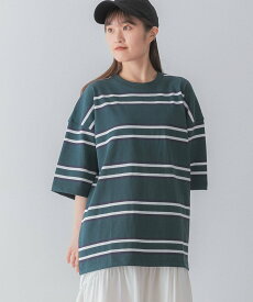 【SALE／50%OFF】SENSE OF PLACE 『ユニセックス』ボーダーヘビーウエイトTシャツ(5分袖) センス オブ プレイス トップス カットソー・Tシャツ ネイビー