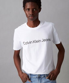 Calvin Klein Jeans (M)【公式ショップ】 カルバンクライン インスティテューショナル ショートスリーブ ロゴ Tシャツ Calvin Klein Jeans J320766 カルバン・クライン トップス カットソー・Tシャツ ホワイト ブラック【送料無料】