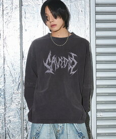 【SALE／10%OFF】SAVEDGE METAL LOGO PIGMENT LONG SLEEVE カジュアル トップス カットソー・Tシャツ ブラック ホワイト【送料無料】