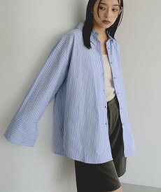 hellam ビックカフスストライプオーバーシャツ へラム トップス シャツ・ブラウス ブルー グレー ホワイト ピンク【送料無料】